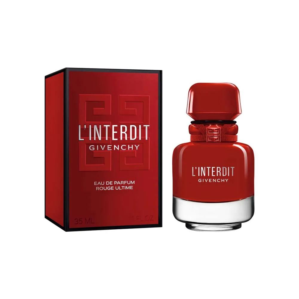 Perfume importado muestra un  Givenchy L’Interdit Rouge Ultime y su empaquetado